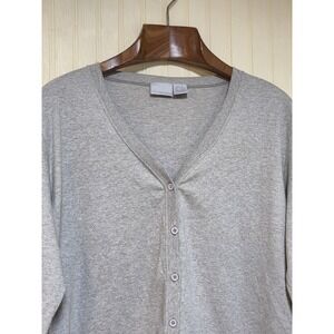 NorthWest Blue Sweater Womens XL Gray V Neck Button Front Cardigan 3/4 Sleeve